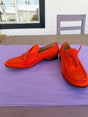 TOD'S Men's Orange Suede Loafers Size 7